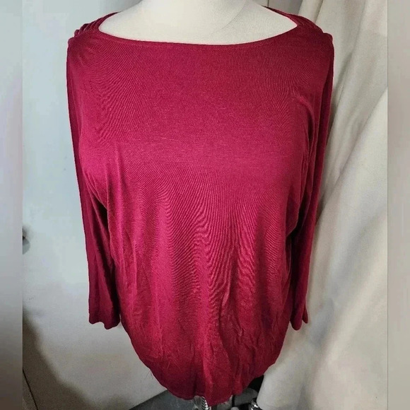 Emerald Burgandy Strappy Back 3/4 Sleeve Top Plus Size 3XL - Picture 1 of 8